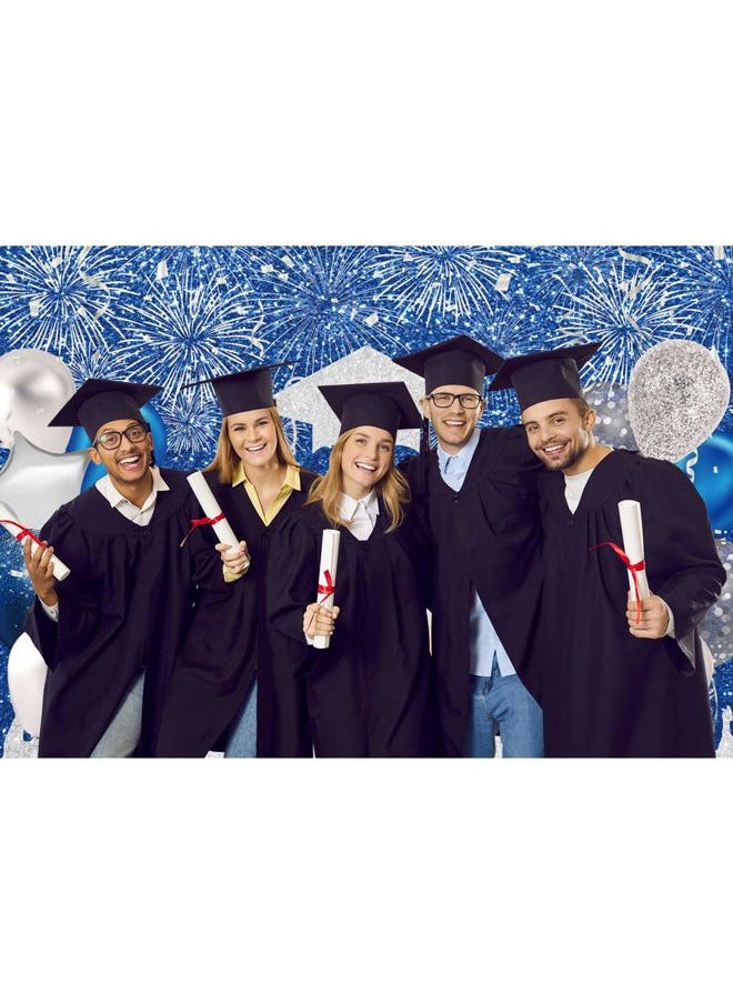 Felortte 10x8FT Polyester Fabric Blue and Silver Graduation Photography Backdrop Class of 2025 Background Bachelor Cap Balloon for Grad Congrats Prom Party Decoration Banner Picture Photo Studio  - Image 3