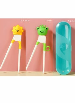 KASTWAVE Training Chopsticks for Kids, 2 Pcs Kids Learning Chopsticks,   with Dinosaur Head, Non-slippery Indented Tips and Adjustable Finger Holders, Easy to Use and Clean  - Image 2
