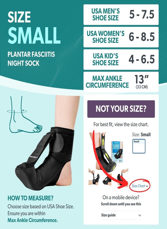 BraceAbility Plantar Fasciitis Night Splint Sock - Soft Plantar Fascia Brace for Sleeping, Achilles Tendonitis, Foot Drop, Heel Pain - Plantar Fasciitis Relief Night Splint for Women and Men (Small) - Image 2
