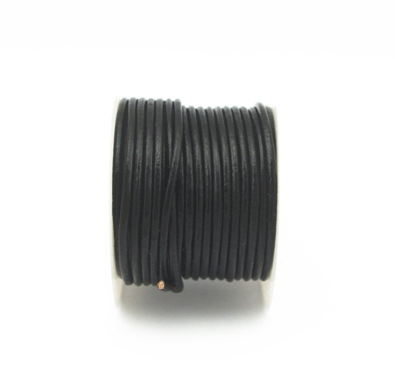 Glory Qin Soft Round Genuine Jewelry Leather Cord Leather Rope (Black 2mm 10 Yards) - Image 2