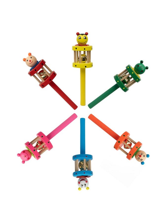 Toolart® Non Toxic Colorful Wooden Baby Rattle Toy - Set of 6 (CAGE) (Color May Vary) - Image 2