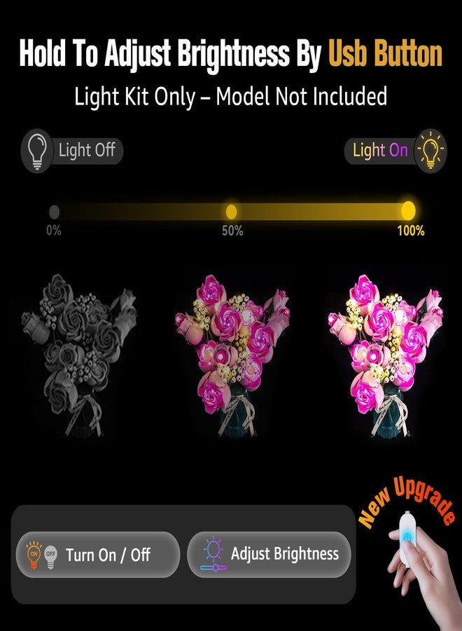 BrickSoul Light Up Kit Compatible with Lego Bouquet of Pink Roses 10374 Building Set, Upgrade Wired Dimmable Lighting Accessories, Not Included 10374 Model - Image 3