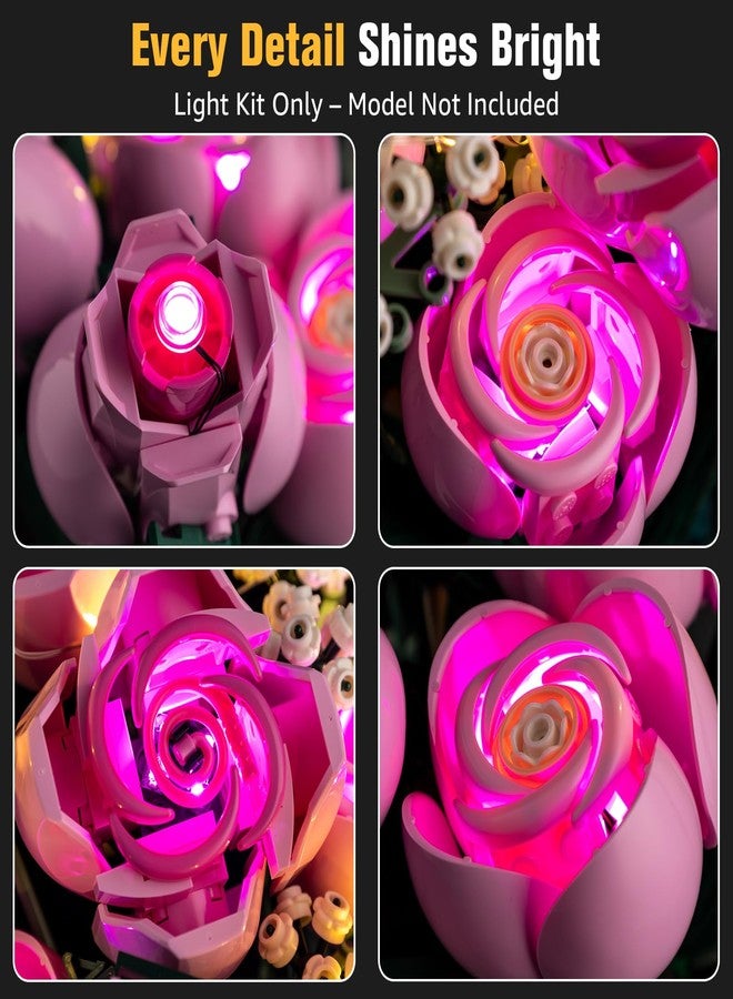 BrickSoul Light Up Kit Compatible with Lego Bouquet of Pink Roses 10374 Building Set, Upgrade Wired Dimmable Lighting Accessories, Not Included 10374 Model - Image 4