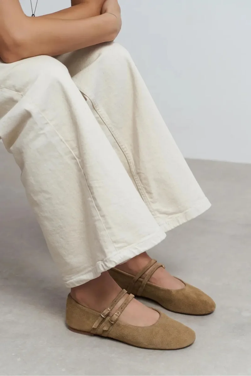 Nisantasi Shoes  James Suede Leather Ballet Flat for Women | Best Price UAE