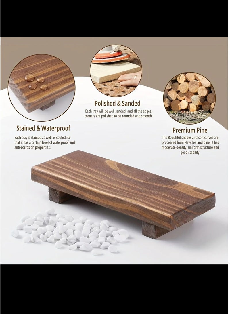 Wooden Base, Bathroom/Kitchen/Hall Decor Soap Holder Plant Tray Rectangle Candle Display Hall, Kitchen or Bathroom by Grid Fort Display (Antique Walnut) - Image 2