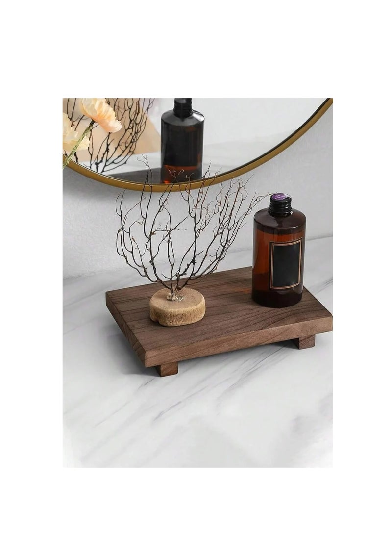 Wooden Base, Bathroom/Kitchen/Hall Decor Soap Holder Plant Tray Rectangle Candle Display Hall, Kitchen or Bathroom by Grid Fort Display (Antique Walnut) - Image 3
