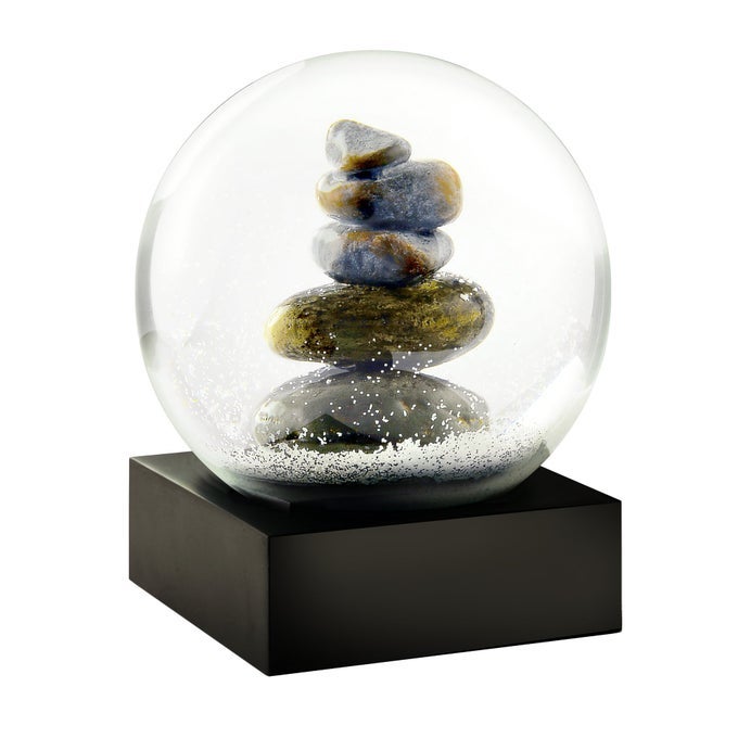 CAIRN STACKED ROCKS SCULPTURE COOL SNOW GLOBE BY