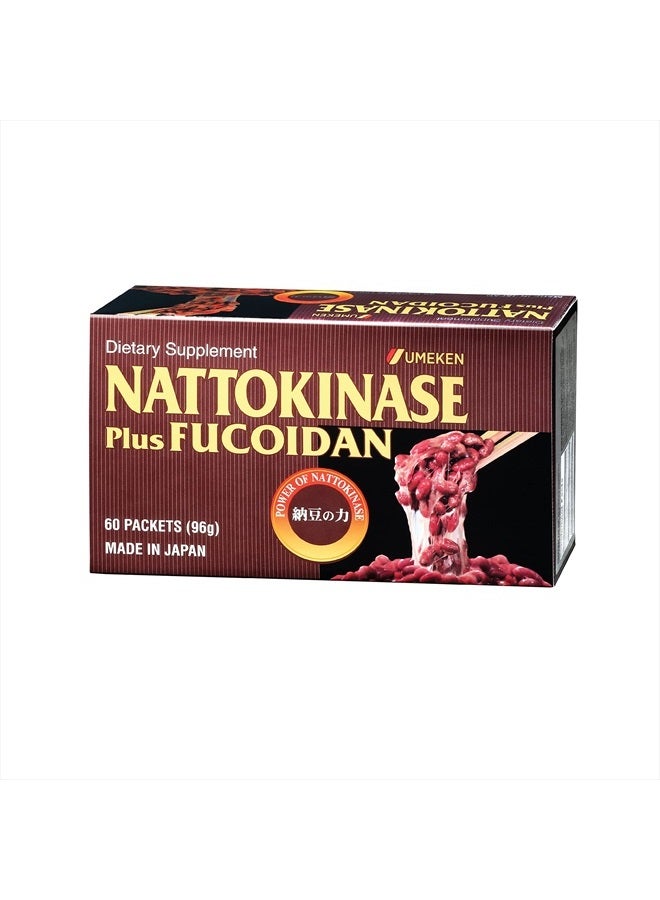 umeken Nattokinase Plus Fucoidan for Circulatory Support - 2500FU Natto, Supports Healthy Blood Pressure, Health and Wellness Supplements, 60 Packets - Image 1
