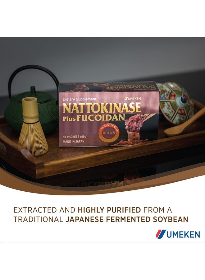umeken Nattokinase Plus Fucoidan for Circulatory Support - 2500FU Natto, Supports Healthy Blood Pressure, Health and Wellness Supplements, 60 Packets - Image 2