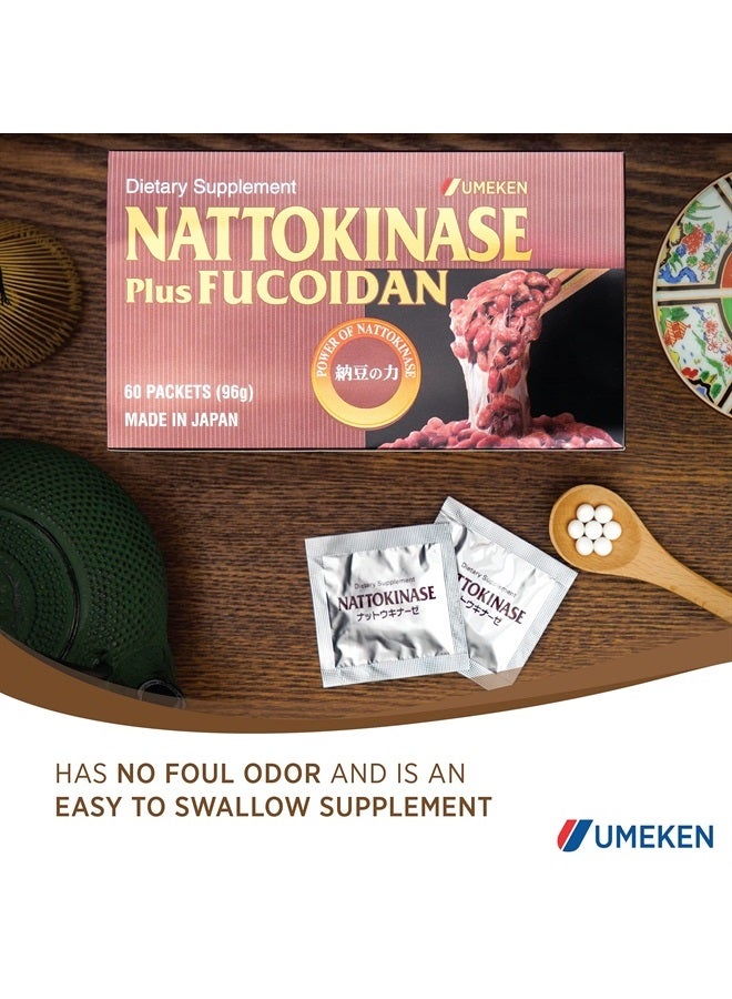 umeken Nattokinase Plus Fucoidan for Circulatory Support - 2500FU Natto, Supports Healthy Blood Pressure, Health and Wellness Supplements, 60 Packets - Image 4