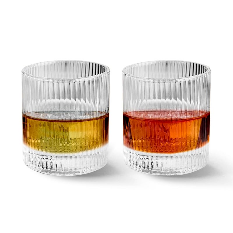 LEMONSODA LEMONSODA Premium Vintage Straight Line Highball Cocktail Drinking Glass and Tumbler  Set of 2  Perfect for Margaritas Cocktails Juices 10 oz 