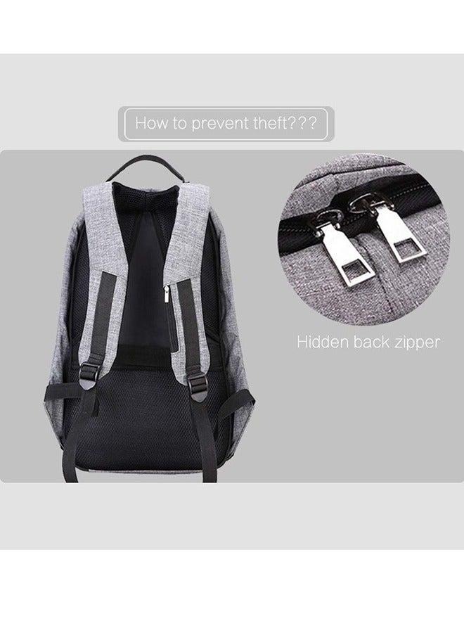 بريمو بلس حقيبة ظهر مقاومة للسرقة مع فتحة لمنفذ شحن USB خارجية رمادي - Image 2