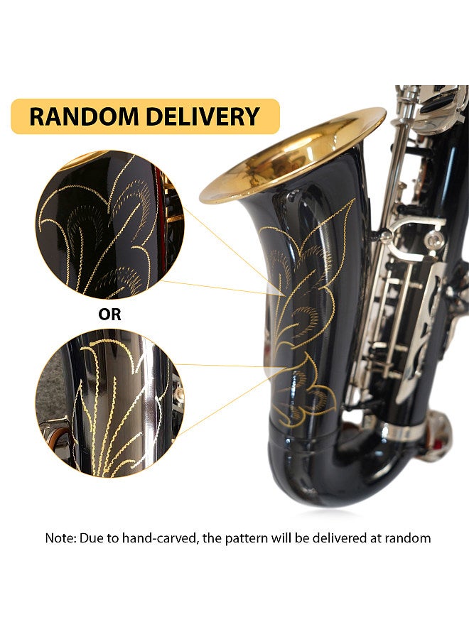 Generic Black Eb Alto Saxophone Sax Brass Body White Shell Keys Woodwind Instrument with Carry Case Gloves Cleaning Cloth Brush Sax Neck - Image 5