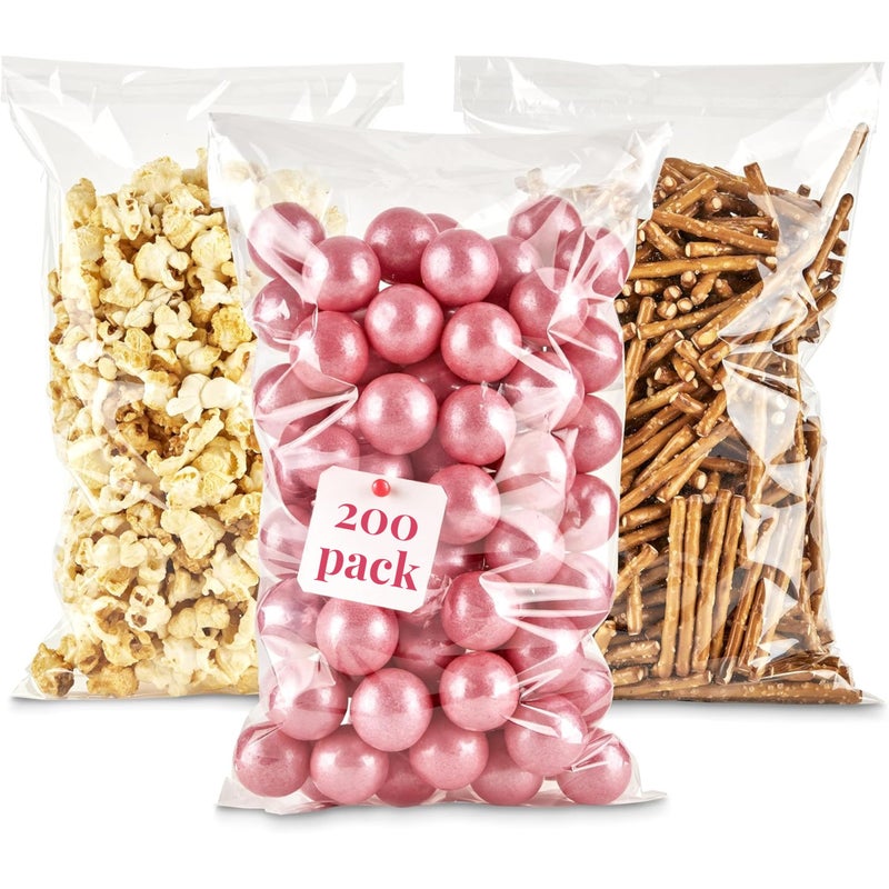 Prestee Prestee 200 Pack Clear Plastic Cellophane Bags Goodie Bags 4x6 with 4 Twist Ties Candy Bags Cookie Bags Treat Bags with Ties Clear Gift Bags Cellophane Treat Bags Pack of 200