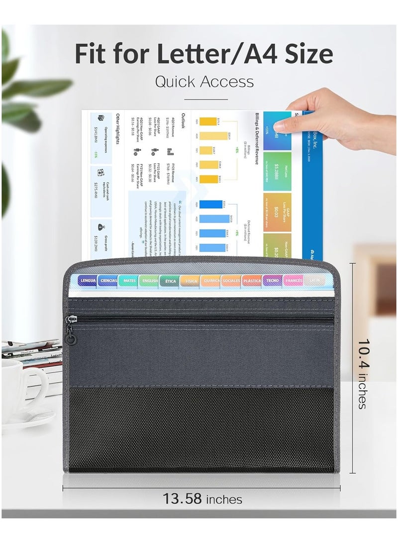 Bukela Accordion File Organizer with Safe Zipper, 12 Pocket Expanding File Folder with Front Pencil Pouch, Portable Monthly Paper Bill Tax Receipt Organizer, School Office Supplies, Letter Size, Orange  - Image 5
