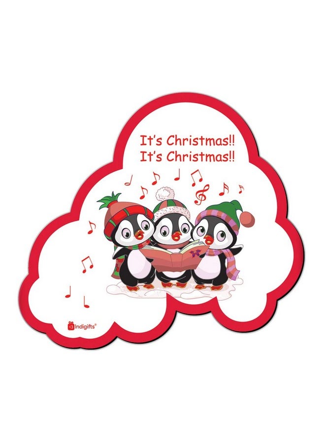 Indigifts Indigifts Micro Satin Merry Christmas Printed White Cushion Cover 12x12 inches with Filler & Magnet Combo Set  - Image 3