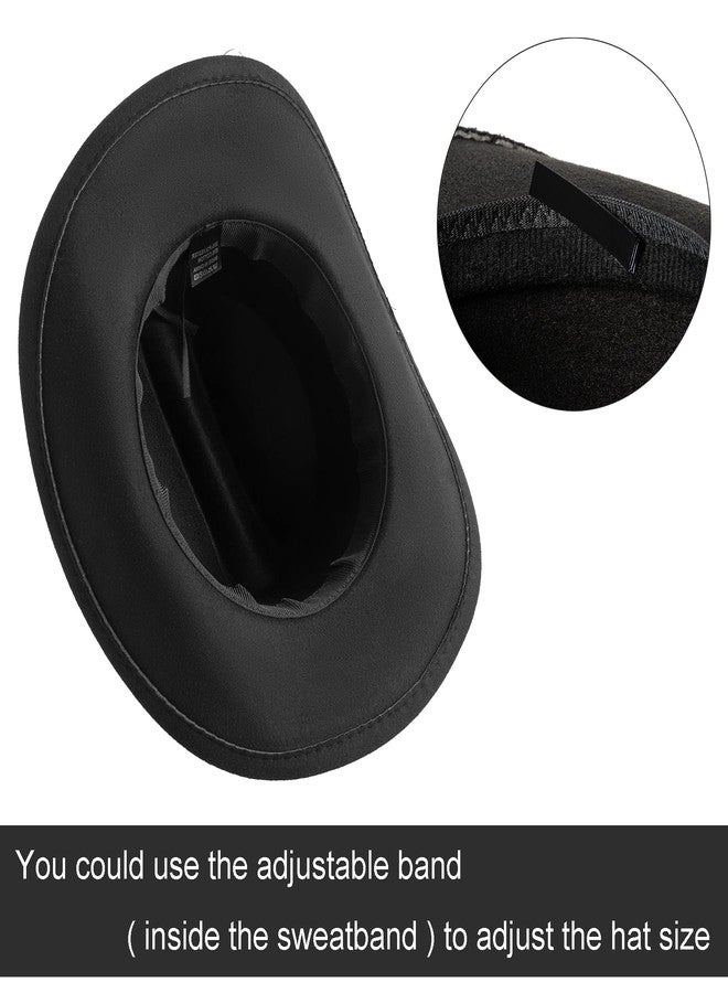 Jastore Kids Western Cowboy Hat for Kids Toddler Girls Boys Felt Fedora Cowgirl Cowboy Hat with Belt Buckle, Black, 5-10 Years - Image 4