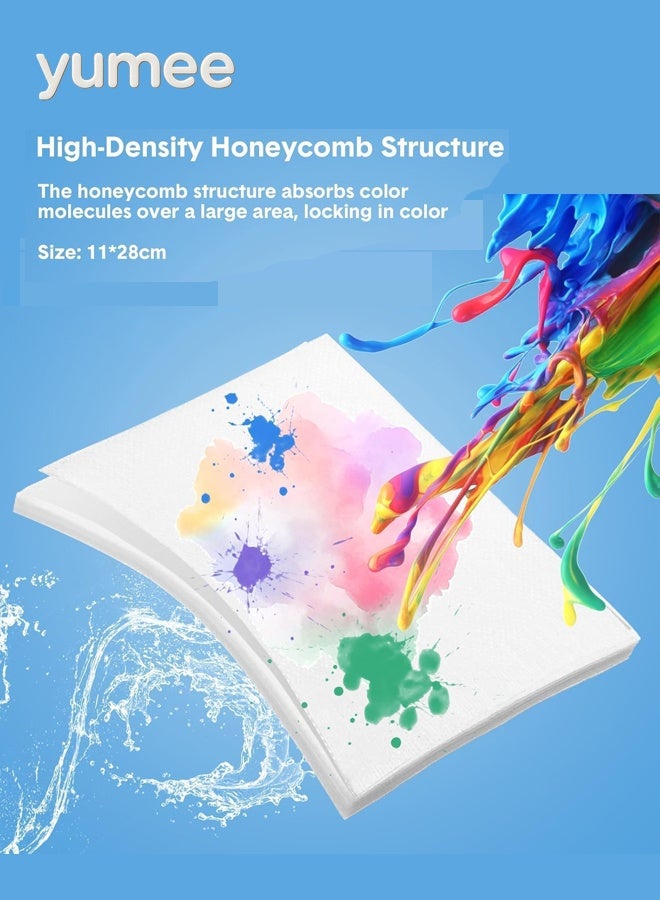 يمي مناديل تجفيف الملابس، 100 قطعة من مناديل نباتية لالتقاط الألوان للحماية من النزيف وإزالة الكهرباء الساكنة، منعم لطيف للملابس - مثالية لغسيل الملابس في المنزل والشقق - Image 3