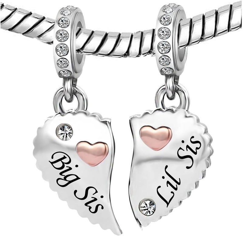 KunBead Mother Daughter Son Sisters Best Friends Bestie Rose Gold Heart Puzzle Dangle Birthday Charms Compatible with Pandora Bracelet - Image 2