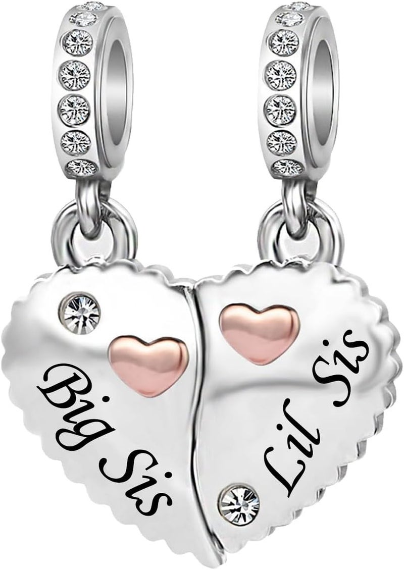 KunBead Mother Daughter Son Sisters Best Friends Bestie Rose Gold Heart Puzzle Dangle Birthday Charms Compatible with Pandora Bracelet - Image 1