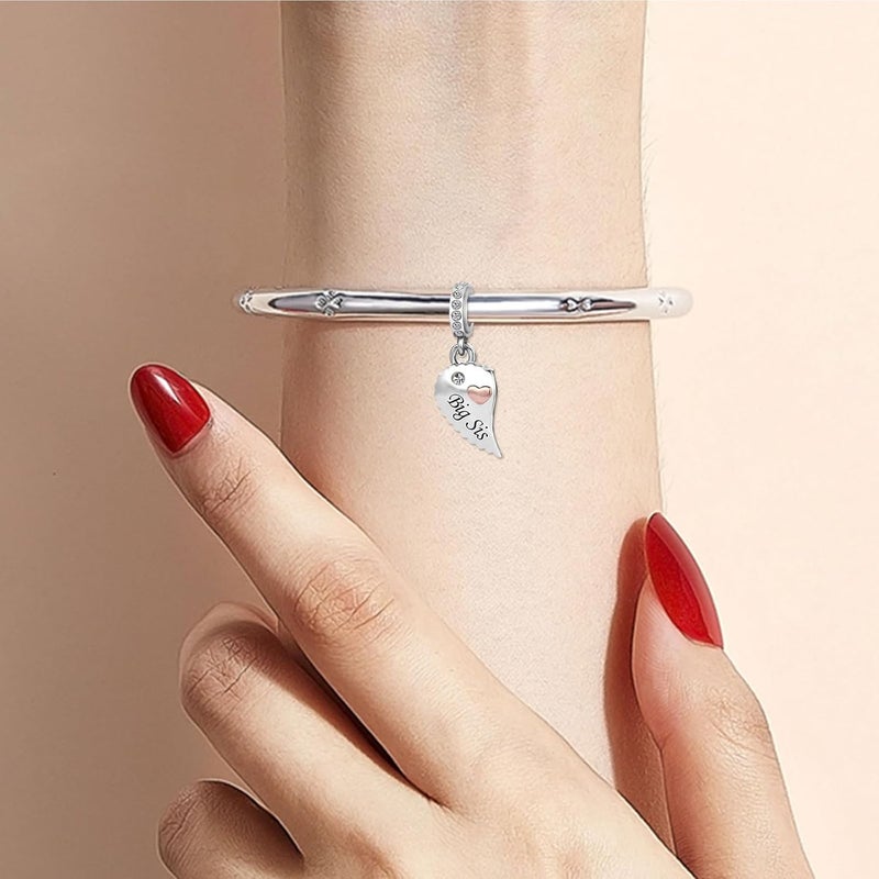 KunBead Mother Daughter Son Sisters Best Friends Bestie Rose Gold Heart Puzzle Dangle Birthday Charms Compatible with Pandora Bracelet - Image 3