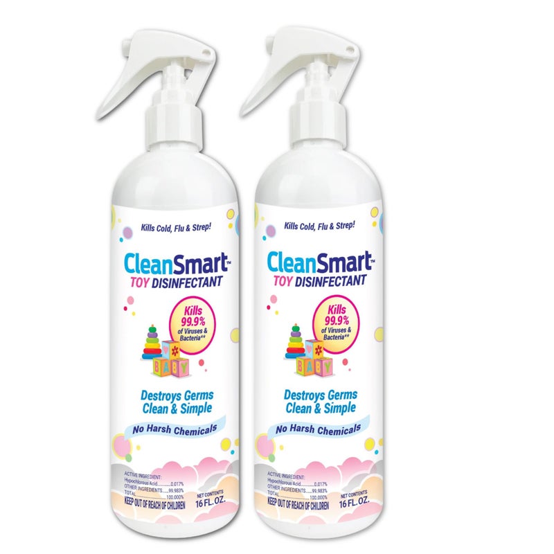 CleanSmart رذاذ مطهر ألعاب CleanSmart يقتل 99.9% من الفيروسات والبكتيريا، بدون شطف، زجاجة 16 أونصة، (عبوة من 2)  - Image 1