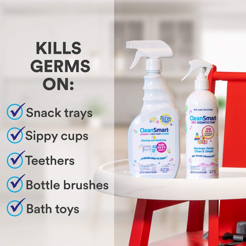 CleanSmart رذاذ مطهر ألعاب CleanSmart يقتل 99.9% من الفيروسات والبكتيريا، بدون شطف، زجاجة 16 أونصة، (عبوة من 2)  - Image 2