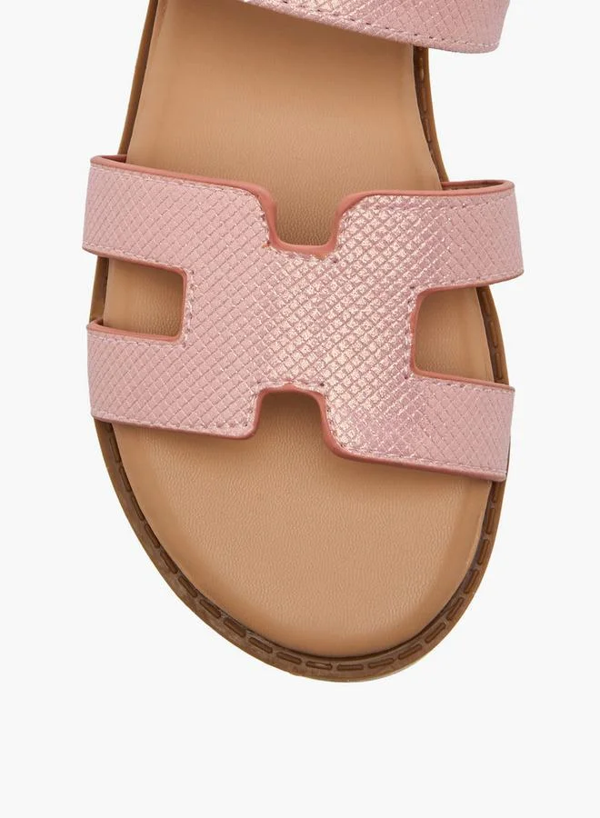 Flora Bella By Shoexpress PINK Flora Bella Girls Textured Hook & Loop Strap Sandals for Women | Best Price UAE