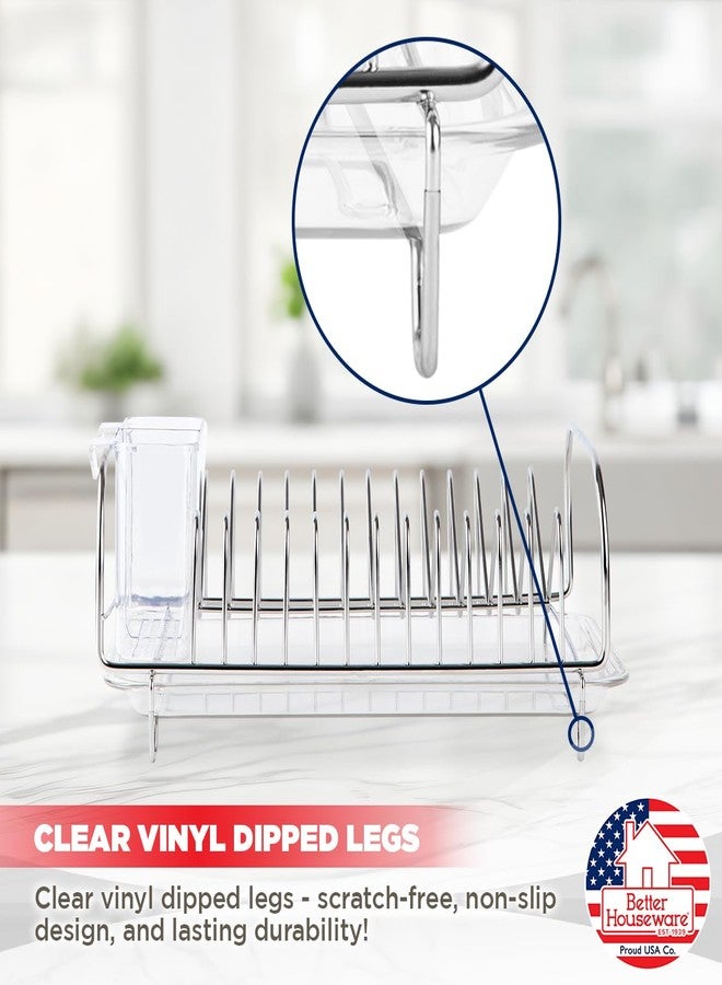 Better Houseware Stainless Steel Dish Drainer with Clear Plastic Tray and Cutlery Holder, Compact Space-Saving - Holds Up to 12 Plates - Image 5