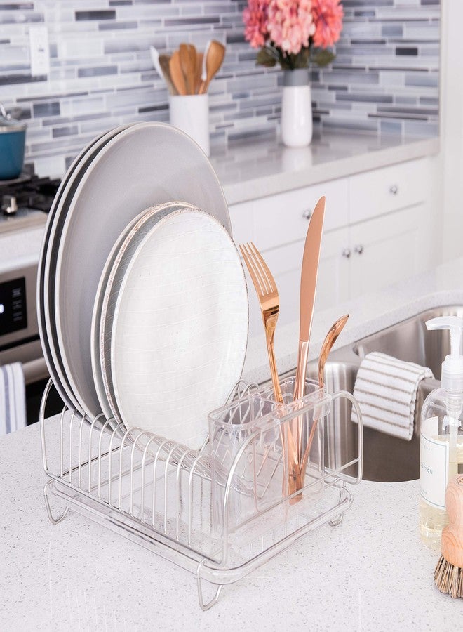 Better Houseware Stainless Steel Dish Drainer with Clear Plastic Tray and Cutlery Holder, Compact Space-Saving - Holds Up to 12 Plates - Image 2