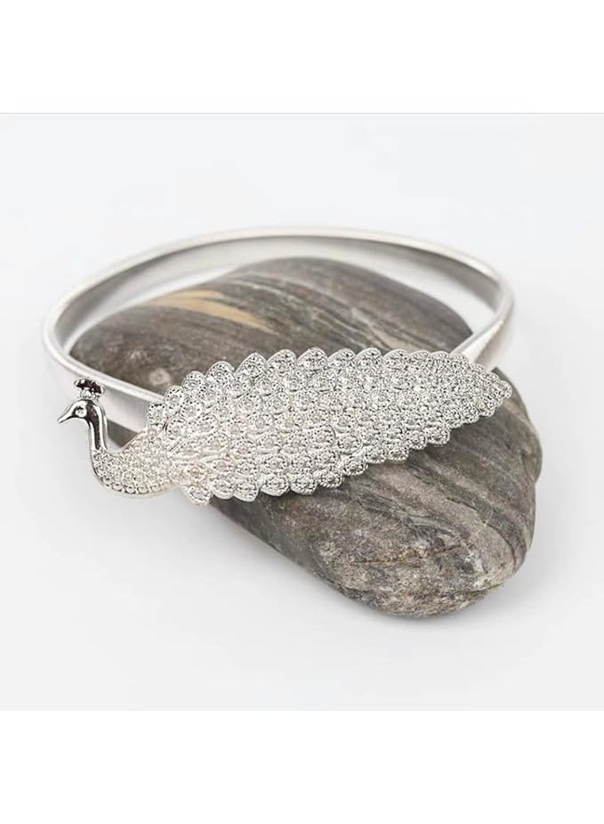 ماسك ستائر بتصميم طاووس من سبائك الألومنيوم بنابض قوي – ماسك ستارة ديكوري بلون فضي - Image 2