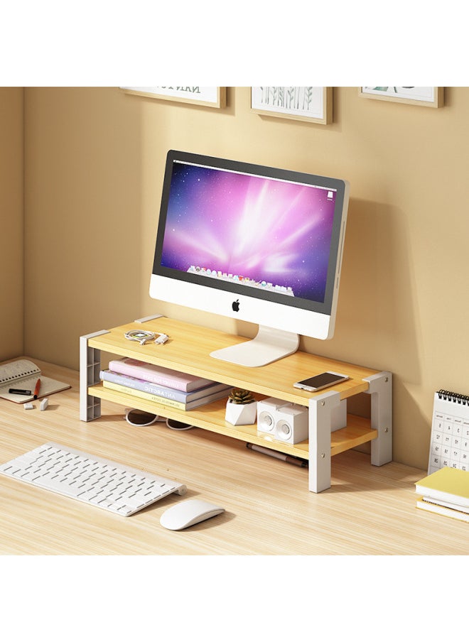 Generic - Computer Display Screen Height Rack Office Desktop Base Stand Keyboard Finishing Storage Pad High Storage Rack-Color:B Single Layer Warm White - Image 1