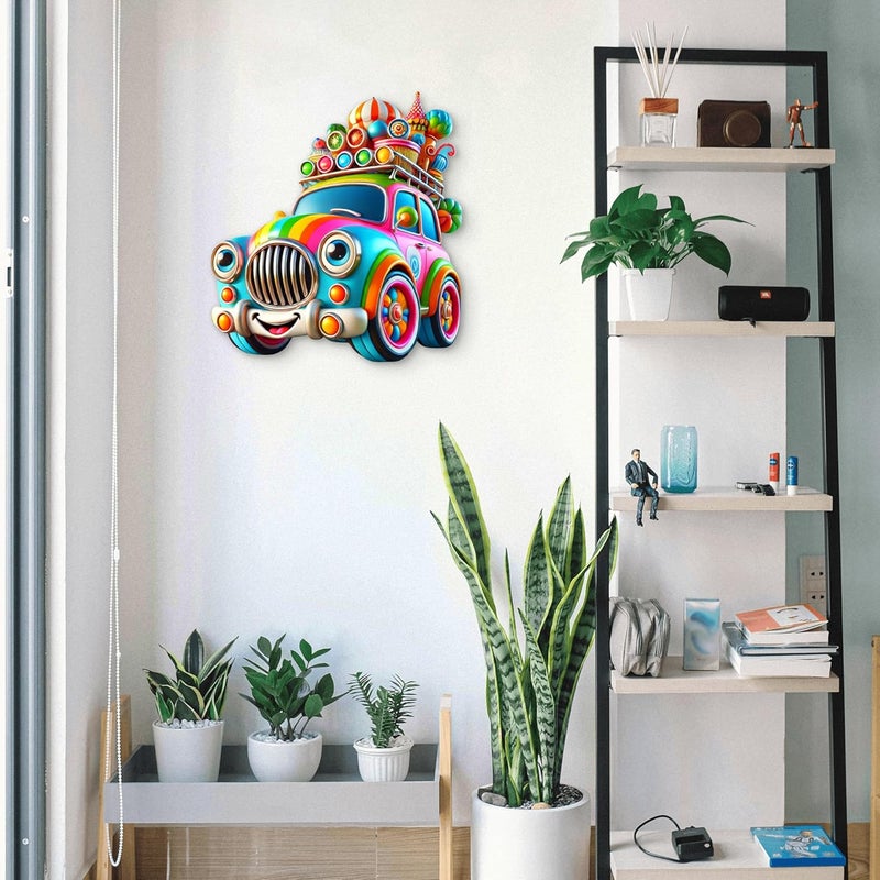 CLITHS Toon Kids 3D Car Wall Hanging MDF Cutouts Size- 12 Inch 3D Illusion Cartoon Car for Kids Room Decor, Playroom Wall Art, Gift for Boys - Image 4