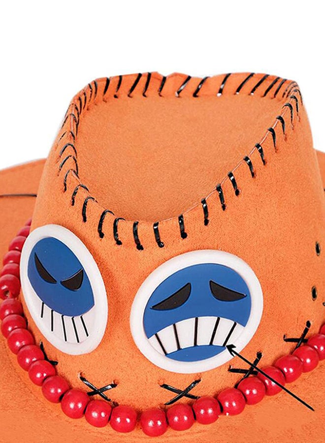 QiaoKai Portgas D Ace Cowboy Cosplay Artificial Leather Hat Orange Color For Kids - Image 4