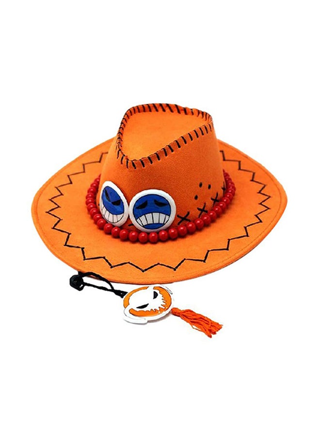 QiaoKai Portgas D Ace Cowboy Cosplay Artificial Leather Hat Orange Color For Kids - Image 1