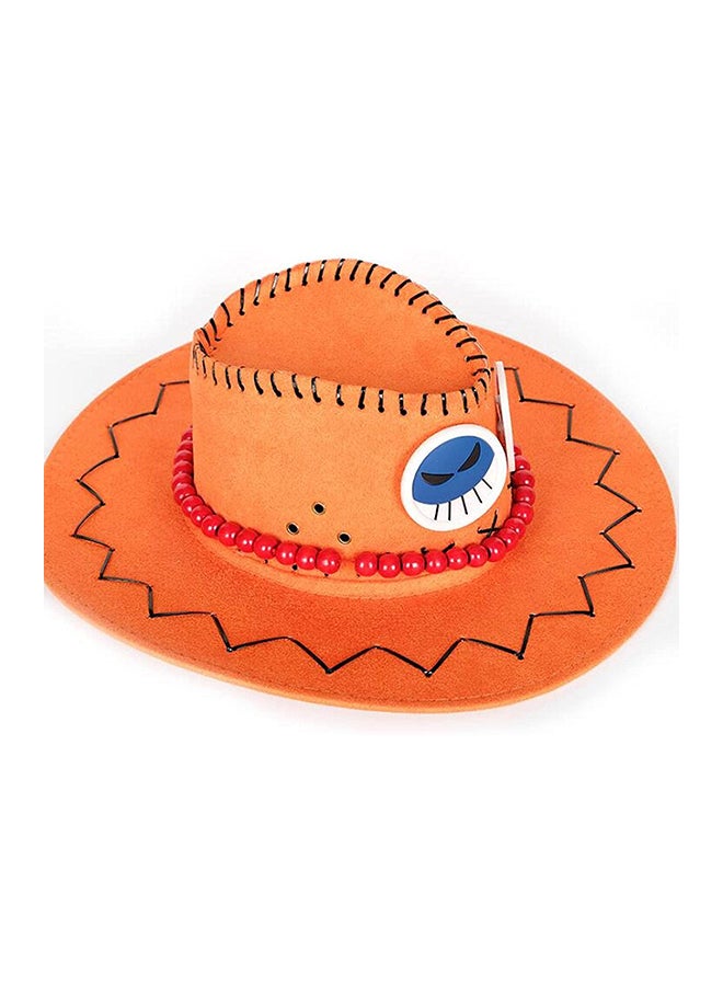 QiaoKai Portgas D Ace Cowboy Cosplay Artificial Leather Hat Orange Color For Kids - Image 3