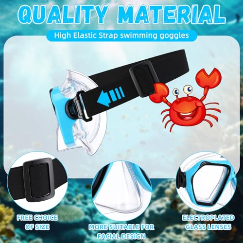 Fabbay 4 Pcs Adult Swimming Goggles with Nose Cover Snorkel Diving Mask Goggles Swim Mask with Fabric Strap(Multi Colors) - Image 3
