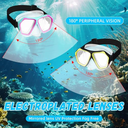 Fabbay 4 Pcs Adult Swimming Goggles with Nose Cover Snorkel Diving Mask Goggles Swim Mask with Fabric Strap(Multi Colors) - Image 5