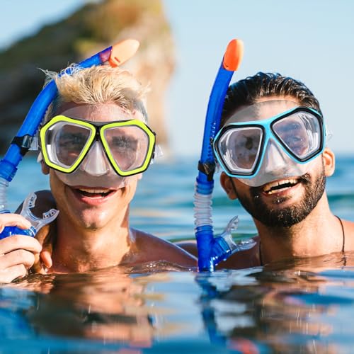 Fabbay 4 Pcs Adult Swimming Goggles with Nose Cover Snorkel Diving Mask Goggles Swim Mask with Fabric Strap(Multi Colors) - Image 4