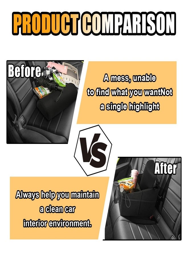 GLSOWEE Car Seat Organizer, Foldable Car Storage Organizer with 4 Cup Holders, Rear & Front Seat Storage Bags, Black - Image 3