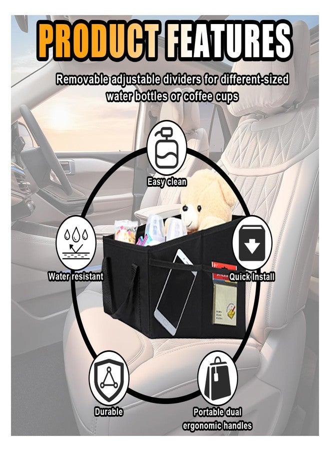 GLSOWEE Car Seat Organizer, Foldable Car Storage Organizer with 4 Cup Holders, Rear & Front Seat Storage Bags, Black - Image 4