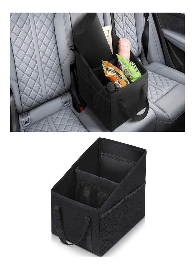 GLSOWEE Car Seat Organizer, Foldable Car Storage Organizer with 4 Cup Holders, Rear & Front Seat Storage Bags, Black - Image 1