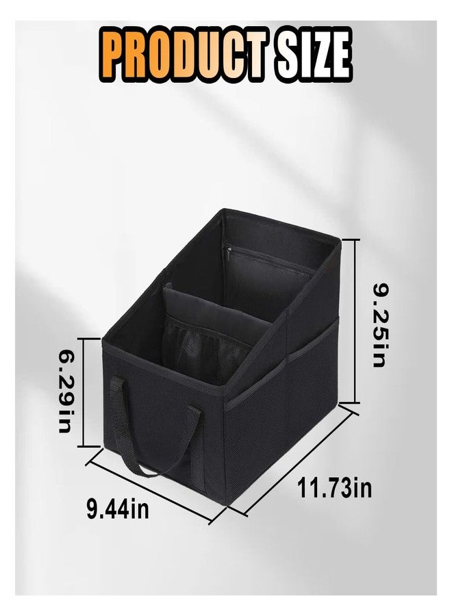 GLSOWEE Car Seat Organizer, Foldable Car Storage Organizer with 4 Cup Holders, Rear & Front Seat Storage Bags, Black - Image 2