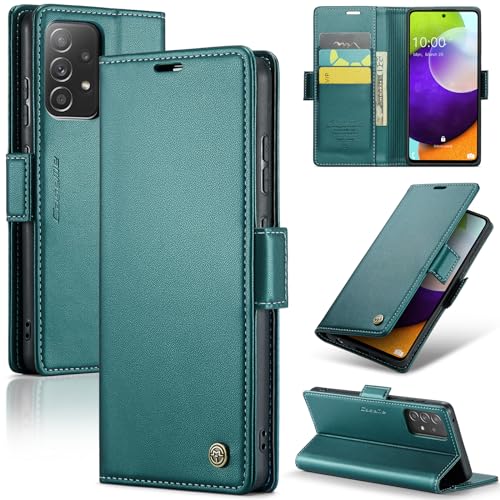 Rerzoiro for Samsung Galaxy A52 4G/5G Case, Premium PU Leather Wallet Case Flip Cover with [RFID Blocking][Card Holder][Stand Function] for Samsung Galaxy A52 (5G/4G)/A52s 5G, Blue-Green - Image 1