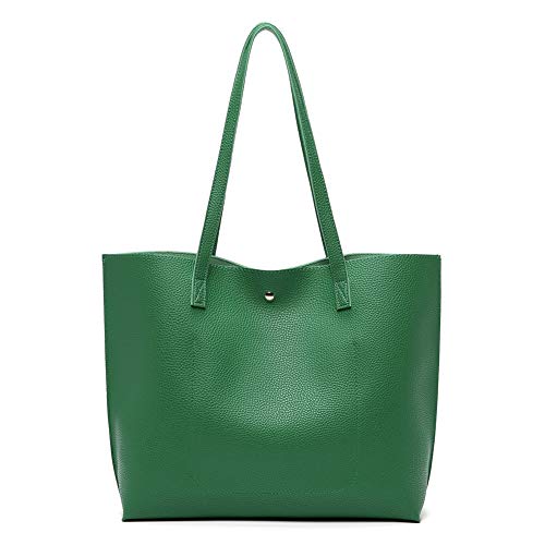 Dreubea Women's Soft Faux Leather Tote Shoulder Bag from, Big Capacity Tassel Handbag Forest Green - Image 3
