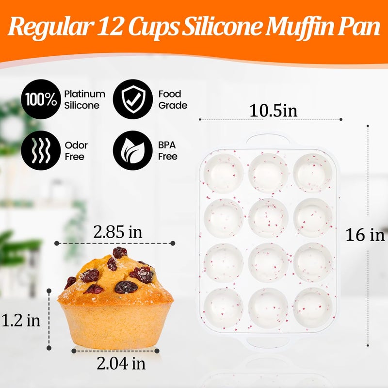 CAKETIME Regular Size Muffin Pan with Metal Reinforced Frame, Silicone Cupcake Pan Easy to Handle Nonstick 12 Cups Silicone Muffin Pans for Baking BPA Free 2 Pack - Image 4