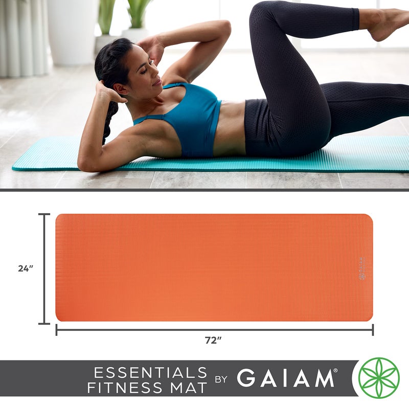 Gaiam Essentials Thick Yoga Mat Fitness & Exercise Mat with Easy-Cinch Carrier Strap, Black, 72"L X 24"W X 2/5 Inch Thick - Image 5