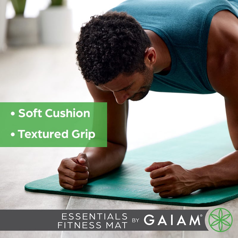Gaiam Essentials Thick Yoga Mat Fitness & Exercise Mat with Easy-Cinch Carrier Strap, Black, 72"L X 24"W X 2/5 Inch Thick - Image 4