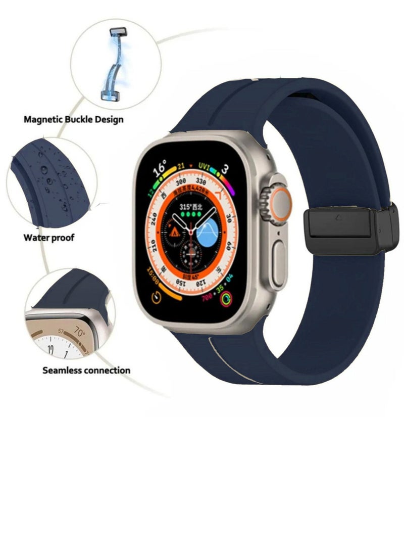 Apple Watch bracelet with magnetic closure  modern shape  size 49  navy color - Image 3