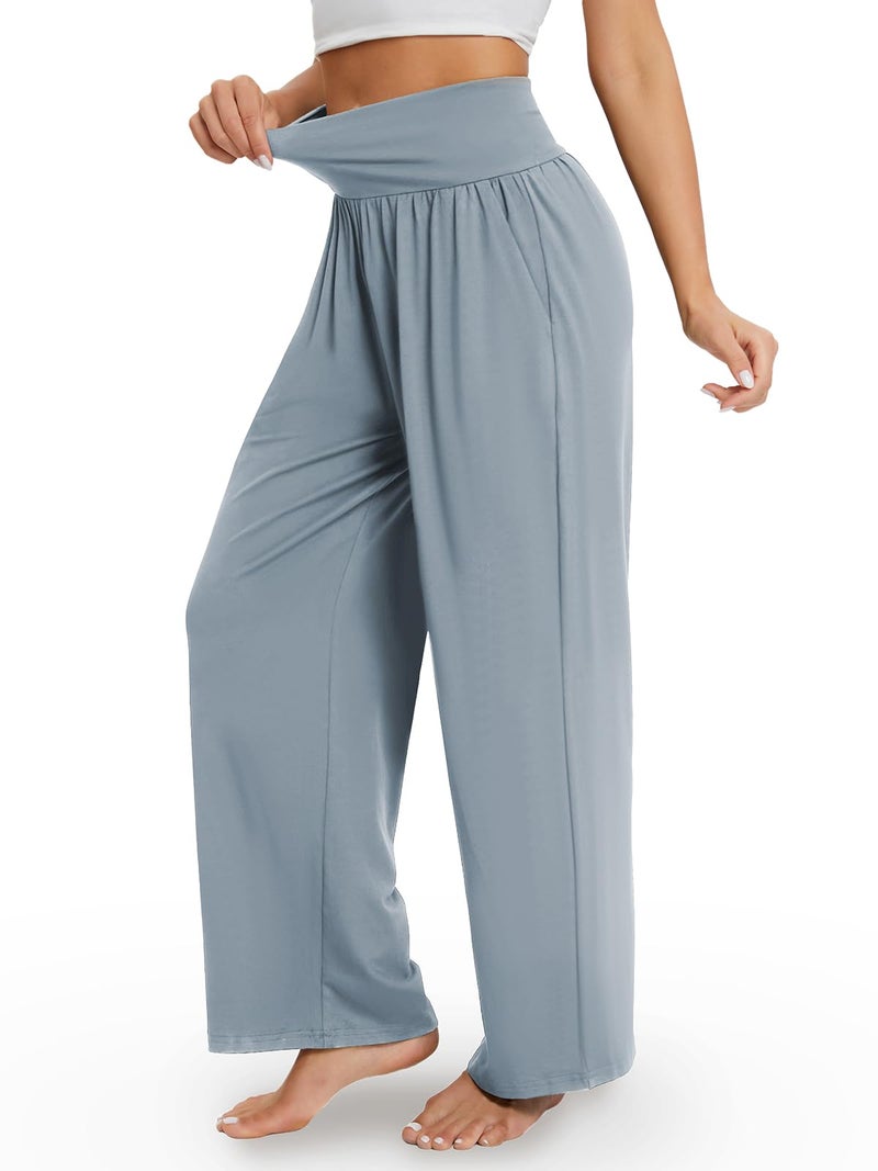 Gracyoga Wide Leg Yoga Pants for Women Casual Loose Cozy Sweatpants High Waisted Lounge Pajama Flowy Pants With Pockets - Image 3